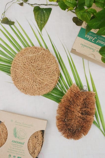 Almitra Sustainables-Coconut Fiber- Coir Scrub & Vegetable Cleaner