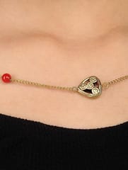 Miharu Crafts-Gold Tone Necklace with Corals