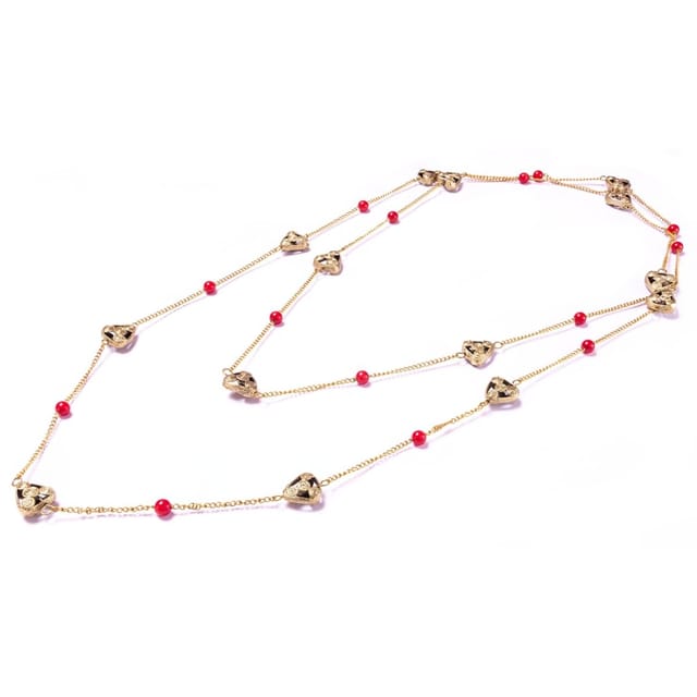 Miharu Crafts-Gold Tone Necklace with Corals
