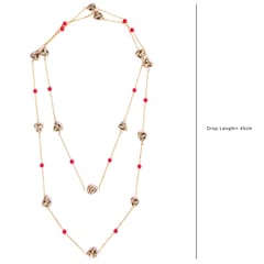 Miharu Crafts-Gold Tone Necklace with Corals