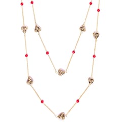 Miharu Crafts-Gold Tone Necklace with Corals