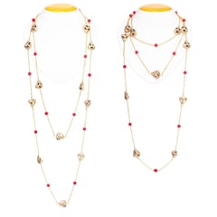 Miharu Crafts-Gold Tone Necklace with Corals