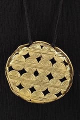 Miharu Crafts-Black Gold tone small pendant necklace