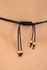 Miharu Crafts-Black Gold tone small pendant necklace