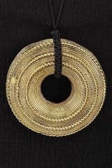 Miharu Crafts-Black Gold tone big pendant necklace