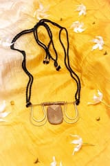 Miharu Crafts-Black Gold Tone Brass Long Trinity Necklace