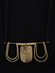 Miharu Crafts-Black Gold Tone Brass Long Trinity Necklace