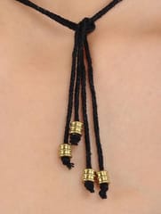 Miharu Crafts-Black Gold Tone Circle Big Brass Pendant Necklace