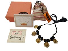 Miharu Crafts-Black Gold Tone Choker Necklace