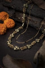 Miharu Crafts-Dokra Golden Brass Bead Layer Necklace