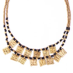 Miharu Crafts-Gold Tone Beaded Brass Choker Necklace