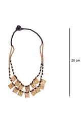 Miharu Crafts-Gold Tone Beaded Brass Choker Necklace
