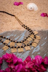 Miharu Crafts-Gold Tone Beaded Brass Choker Necklace