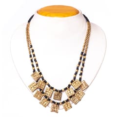 Miharu Crafts-Gold Tone Beaded Brass Choker Necklace