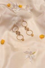 Miharu Crafts-Tri-Ring Gold Tone Earrings