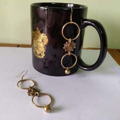 Miharu Crafts-Tri-Ring Gold Tone Earrings