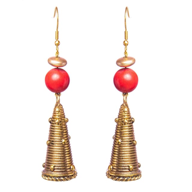 Miharu Crafts-Gold Tone Cone Earrings