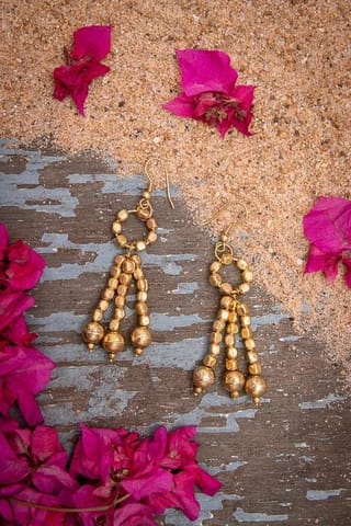 Miharu Crafts-Dhokra Beaded Earrings