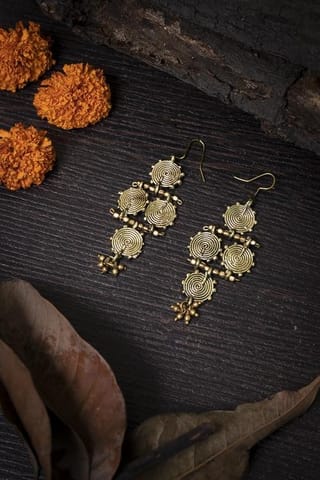 Miharu Crafts-Dokra Triangle Dangle Earring