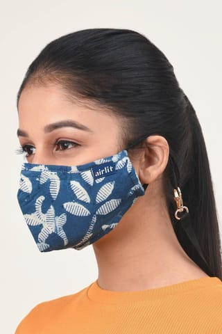 Airlit-BUTTERCUP Bagru Hand Block Printed cotton Reusable Mask