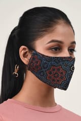 Airlit-THE STEMMERY Ajrakh Hand Block Printed cotton Reusable Mask