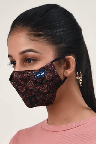 Airlit-STAR STRUCK Ajrakh Hand Block Printed cotton Reusable Mask