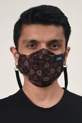 Airlit-STAR STRUCK Ajrakh Hand Block Printed cotton Reusable Mask
