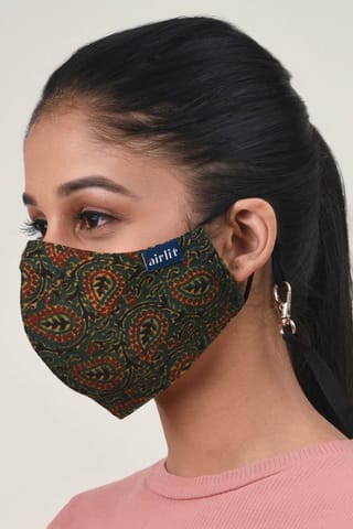 Airlit-IRIS LANEAjrakh Hand Block Printed cotton Reusable Mask