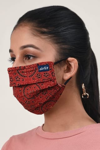 Airlit-CELESTIAL Ajrakh Hand Block Printed cotton Reusable Mask