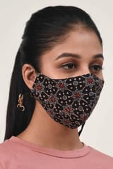 Airlit-FLORAL REEF Ajrakh Hand Block Printed cotton Reusable Mask