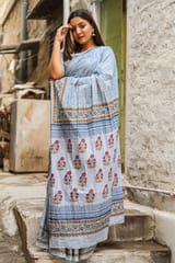 Sootisyahi-"TRANCE" HANDBLOCK PRINT MUL COTTON SRAEE