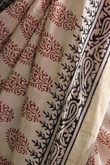 Sootisyahi-Bagru Handblock Print Maheshwari Silk Saree