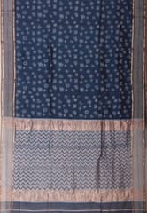 Sootisyahi-Discharge Handblock Printed Maheshwari Saree