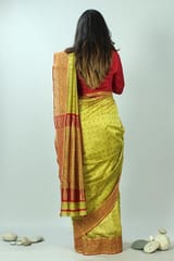 Sootisyahi-Discharge Handblock Printed Maheshwari Saree