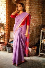 Sootisyahi-Discharge Handblock Print Maheshwari Silk Saree