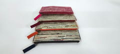 Sutrakaar Creations-Zip Pouch made with upcycled News Paper & Cotton ‚Äö√Ñ√¨ Navy