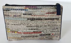 Sutrakaar Creations-Zip Pouch made with upcycled News Paper & Cotton ‚Äö√Ñ√¨ Navy