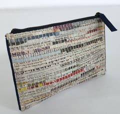 Sutrakaar Creations-Zip Pouch made with upcycled News Paper & Cotton ‚Äö√Ñ√¨ Navy