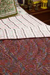 SootiSyahi 'Crimson Crush' Handblock Printed Double bed Quilt