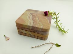 Al Maun | Ahmaa | Rainbow Marble | Handmade Square | Classic Coaster for Drinks, Beverages, Bar, Living, Kitchen & Dining Elegant Look | Set of 4