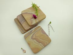Al Maun | Ahmaa | Rainbow Marble | Handmade Square | Classic Coaster for Drinks, Beverages, Bar, Living, Kitchen & Dining Elegant Look | Set of 4
