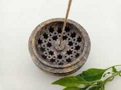 Al Maun | AFAF | Natural Multicolor Soapstone | Hand Carved Lattice Craft Multiuse Incense Holder