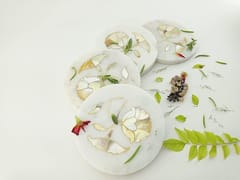Al Maun | Naml | White Marble | Handmade Round Flower Inlay | Classic Coaster for Drinks, Beverages, Bar, Living, Kitchen & Dining Elegant Look | Set of 4