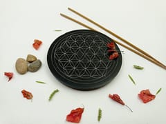 Al Maun | Adara | Natural Black Soapstone | Hand Carved Round Geometric Incense Stick Holder / Agarbatti Stand