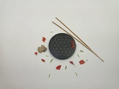 Al Maun | Adara | Natural Black Soapstone | Hand Carved Round Geometric Incense Stick Holder / Agarbatti Stand