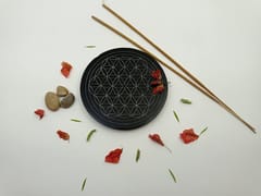 Al Maun | Adara | Natural Black Soapstone | Hand Carved Round Geometric Incense Stick Holder / Agarbatti Stand