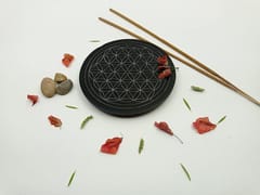 Al Maun | Adara | Natural Black Soapstone | Hand Carved Round Geometric Incense Stick Holder / Agarbatti Stand