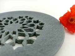Al Maun | Sumaya | Marble Natural Grey Soapstone | Handmade Round Lattice Craft | Unique, Handmade Coaster for Drinks, Beverages, Bar, Living Room, Kitchen & Wine Glasses - Elegant Look | Set of 4