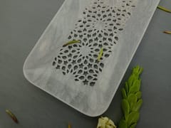 Al Maun | Faris | Marble Natural White Alabaster Soapstone | Handmade Rectangle Lattice Craft | Decorative Multipurpose Tray | Jewellery, Storage, Table & Serving Tray | For Your Home Decor & Dining