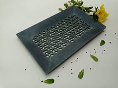 Al Maun | Jawwad | Marble Natural Grey Soapstone | Handmade Rectangle Lattice Craft | Decorative Multipurpose Tray | Jewellery, Storage, Table & Serving Tray | For Your Home Decor & Dining
